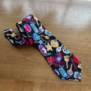 Vintage 90s Colorful Silk Nicole Miller Hotel Key Novelty Men’s Tie